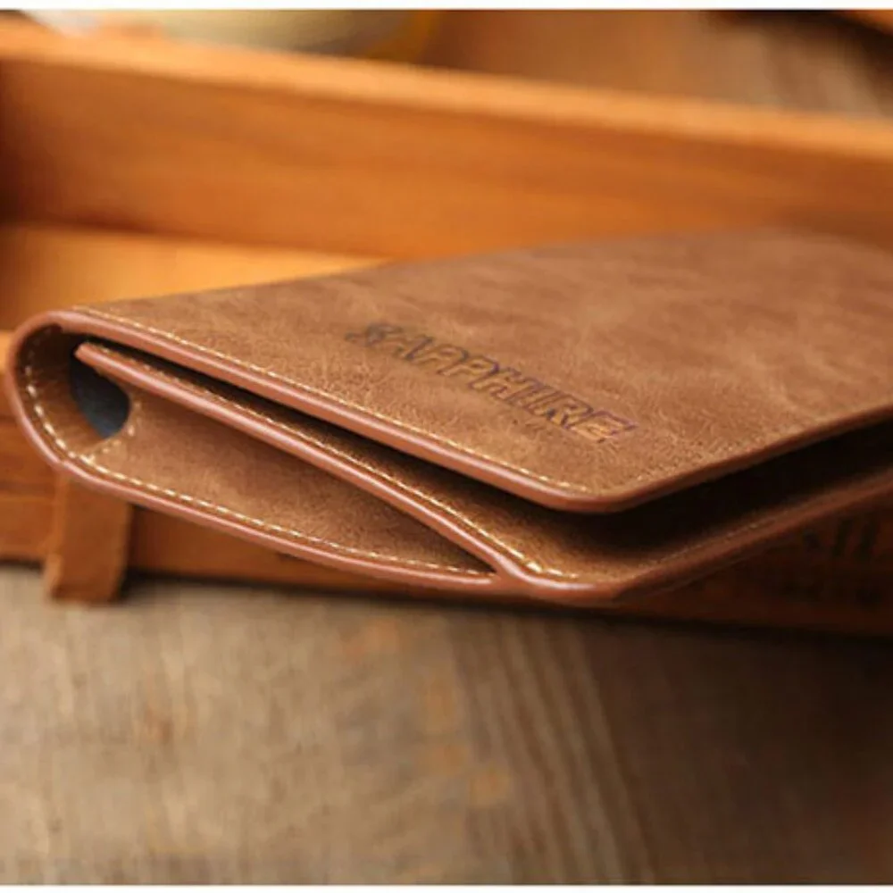 Men's Bifold Leather Breast Pocket Card Holder Purse Suit Long Wallet Checkbook